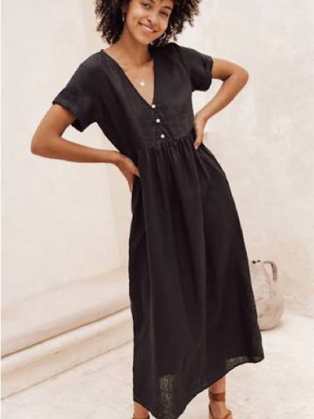 Rove Sun Seeker V-Neck Button Front Midi/Maxi Dress - Women